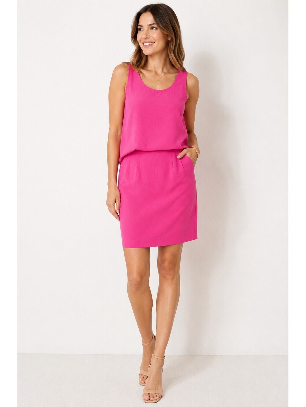 Valerie Stevens Pure Silk Two-Piece Set in Bright Pink - Women's 6 Petite